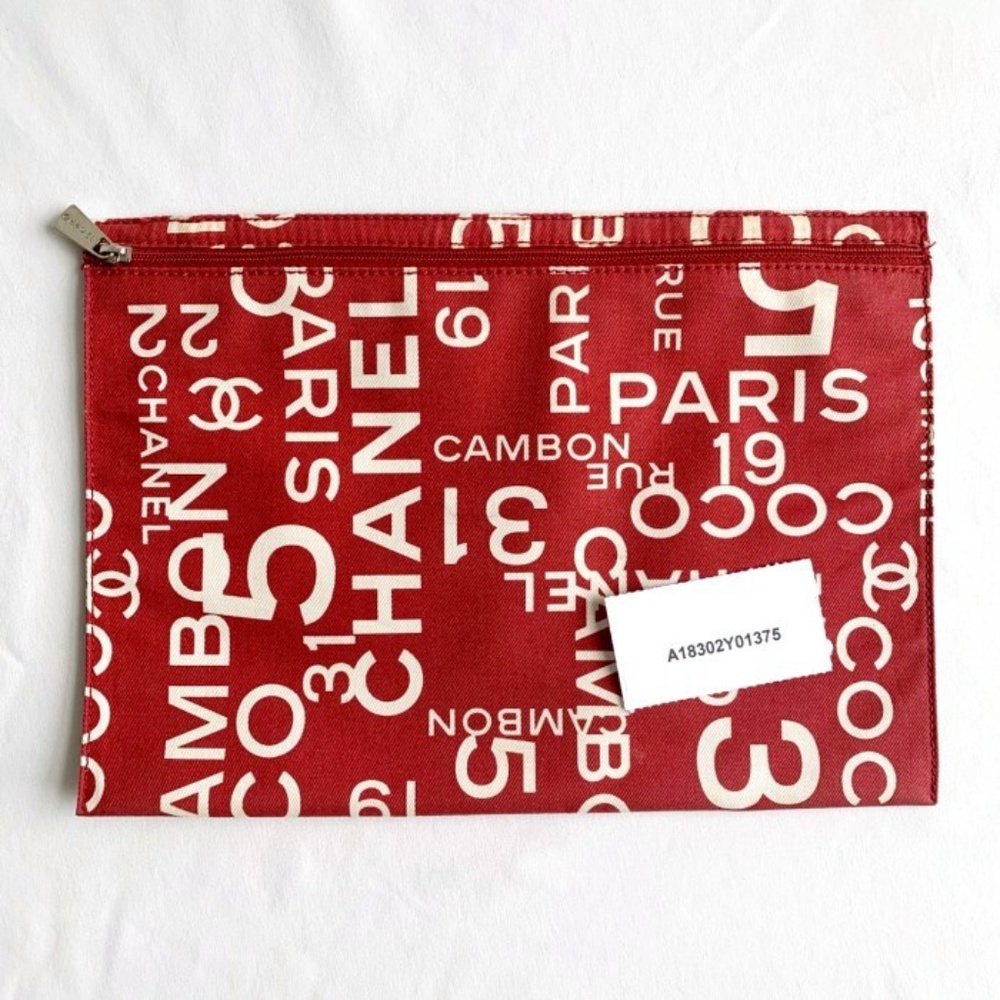 Authentic Coco Chanel large clutch makeup pouch